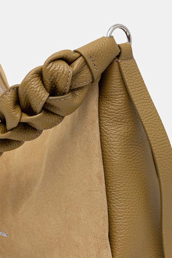 Coccinelle geantă de mână din piele întoarsă BOHEME SUEDE BIMATERIAL aur E1.P6P.13.03.01