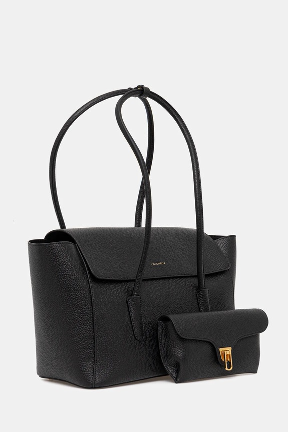 Coccinelle poșetă de piele DOUBLE BEAT E1.T8A.11.02.01 negru AW25
