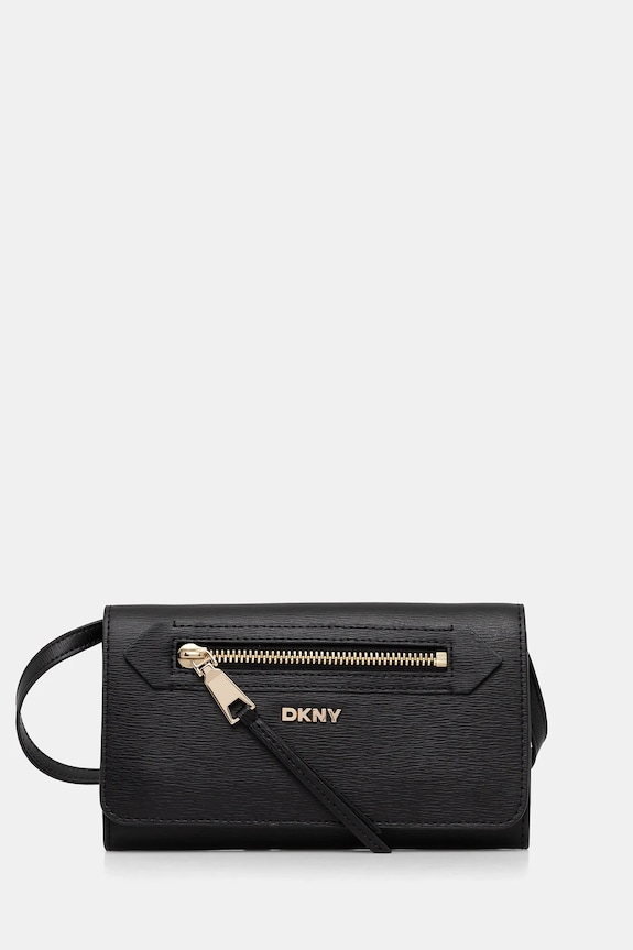 Kožená kabelka Dkny jemný vzor čierna R52E3K47