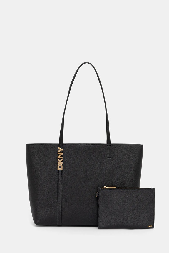Δερμάτινη τσάντα Dkny λείο δέρμα μαύρο R52AKG54