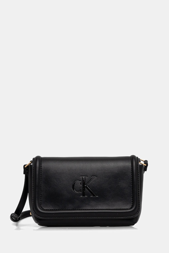 Τσάντα Calvin Klein απομίμηση λείου δέρματος μαύρο LV04F1027G