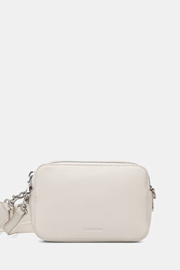 Calvin Klein torebka crossbody damska z imitacji skóry nie mieści A4 beżowy LV04F3165G