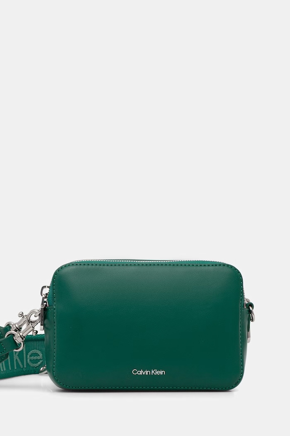 Calvin Klein geantă crossbody de damă cu imitație de piele uni verde LV04F3165G