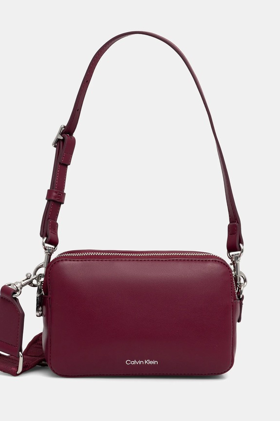 Calvin Klein torebka crossbody damska z imitacji skóry bordowy LV04F3165G
