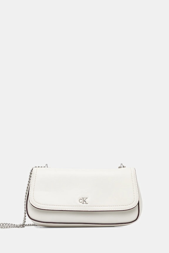 Τσάντα Calvin Klein απομίμηση λείου δέρματος λευκό LV04F3172G