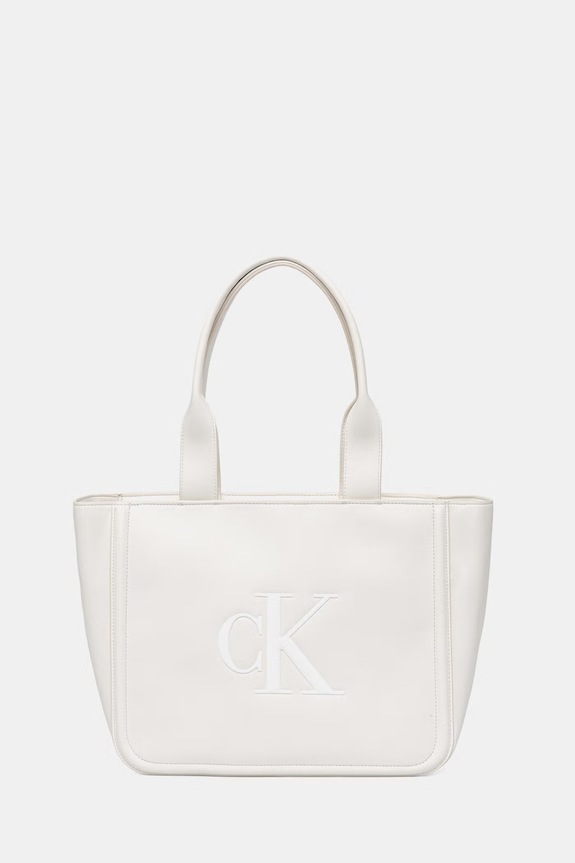 Calvin Klein borsa shopper da donna in similpelle bianco LV04F3218G