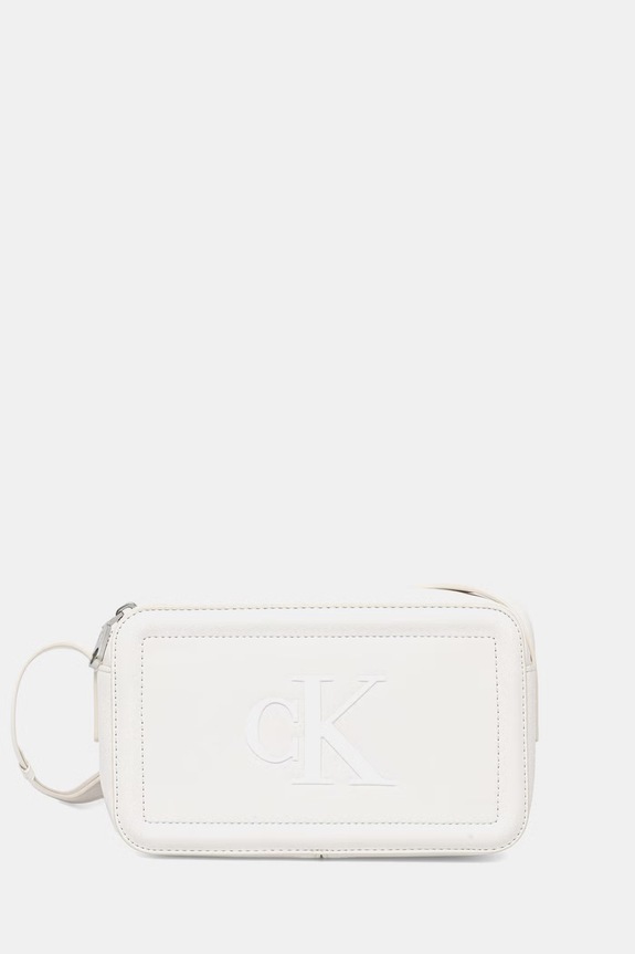 Calvin Klein torebka crossbody damska z imitacji skóry nie mieści A4 biały LV04F3220G