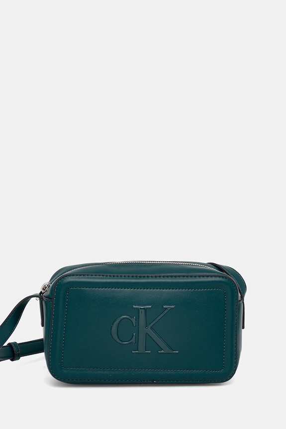 Calvin Klein crossbody kabelka dámska z imitácie kože jednofarebný tyrkysová LV04F3220G
