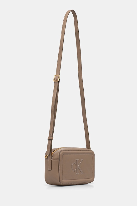 Calvin Klein torebka crossbody damska z imitacji skóry LV04F3220G beżowy SS26