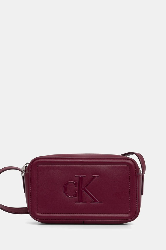 Calvin Klein geantă crossbody de damă cu imitație de piele burgundia LV04F3220G