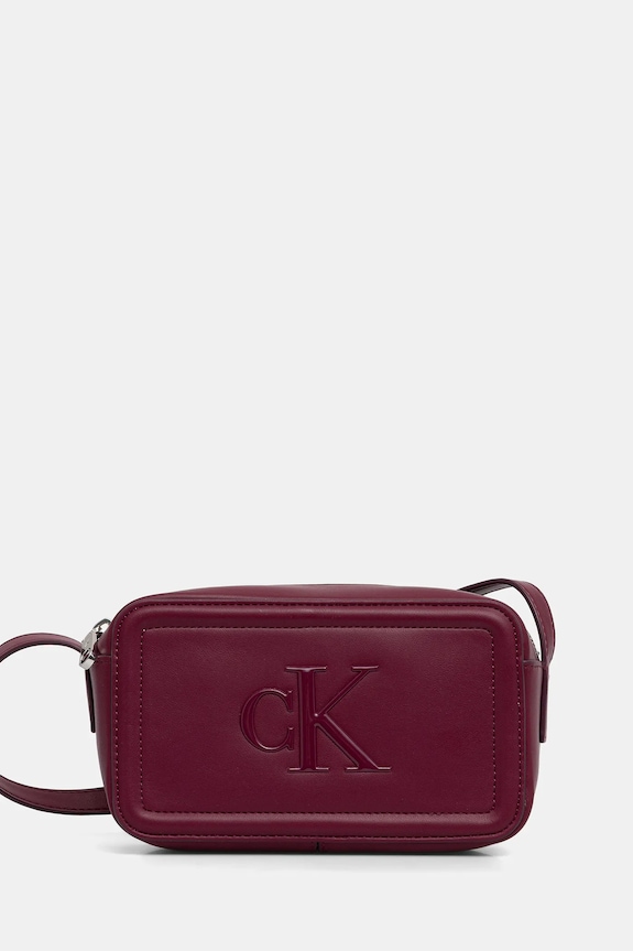 Calvin Klein geantă crossbody de damă cu imitație de piele burgundia LV04F3220G