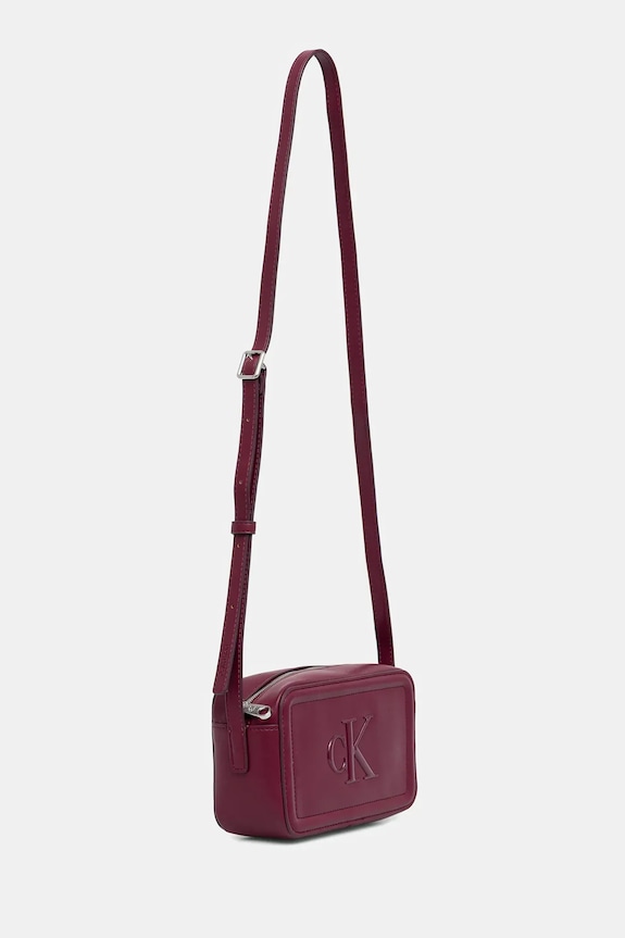 Calvin Klein geantă crossbody de damă cu imitație de piele LV04F3220G burgundia SS26