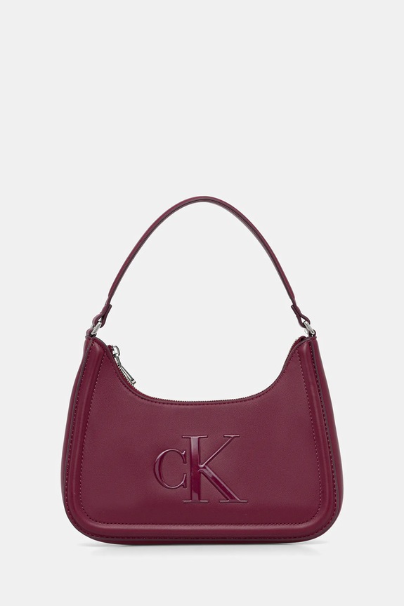 Calvin Klein torebka bagietka damska z imitacji skóry bordowy LV04F3230G
