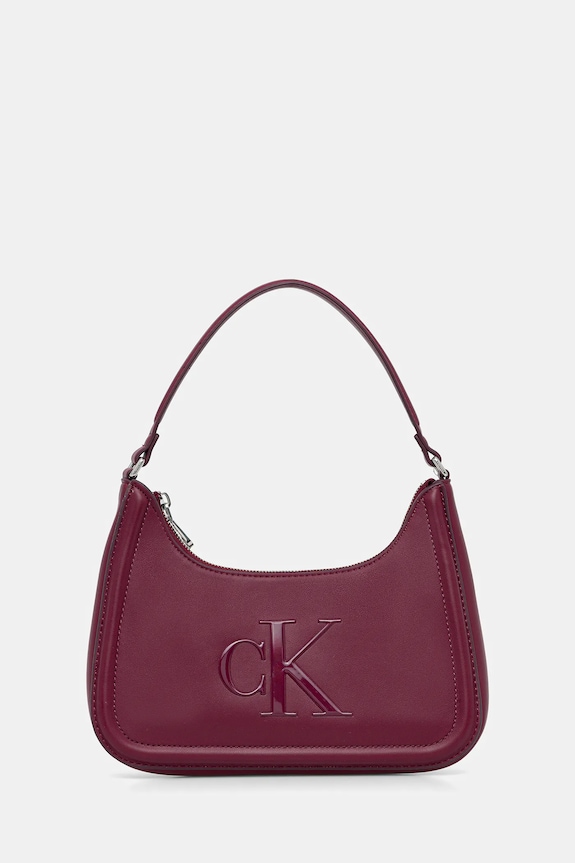 Calvin Klein torebka bagietka damska z imitacji skóry bordowy LV04F3230G