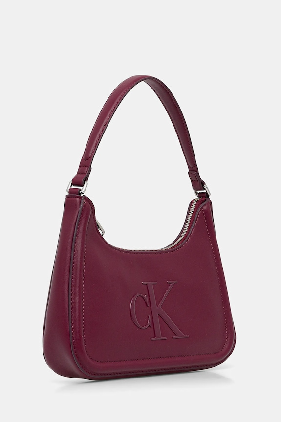 Calvin Klein torebka bagietka damska z imitacji skóry LV04F3230G bordowy SS26