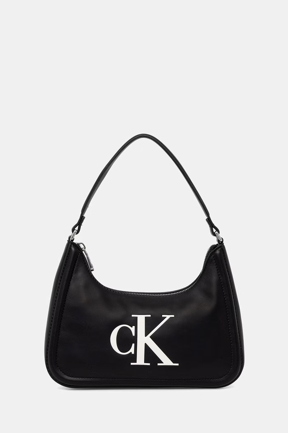 Calvin Klein torebka bagietka damska z imitacji skóry czarny LV04F3230G