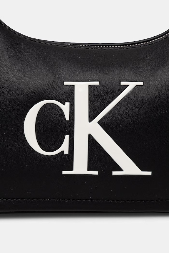 Calvin Klein torebka bagietka damska z imitacji skóry czarny LV04F3230G