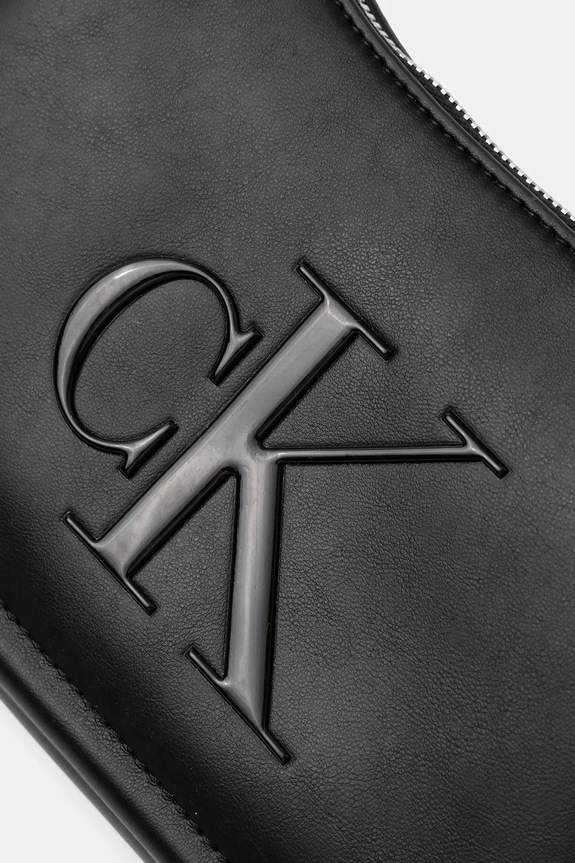 Calvin Klein torebka bagietka damska z imitacji skóry czarny LV04F3230G