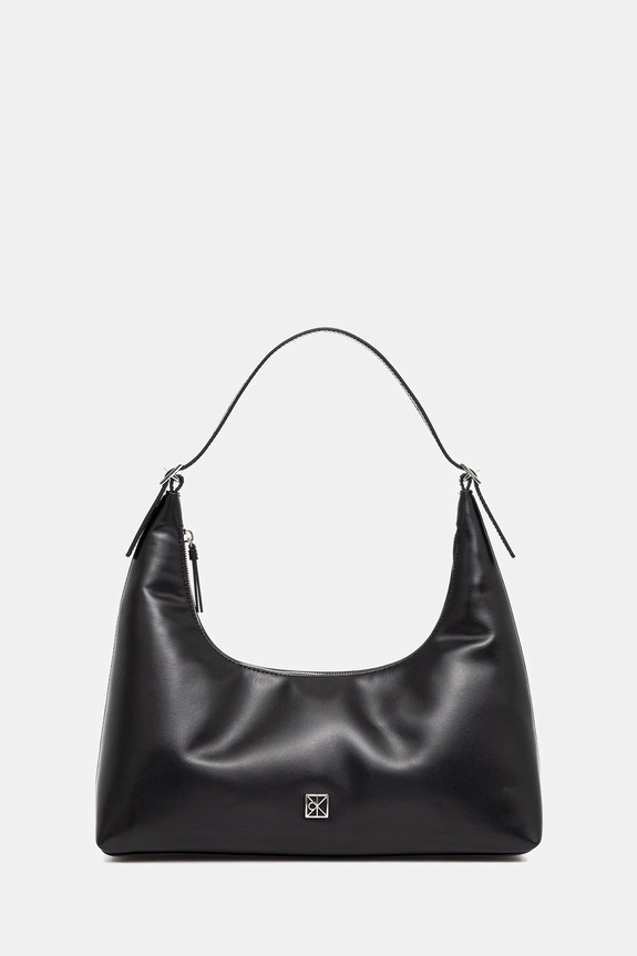 Calvin Klein torebka skórzana skóra licowa czarny LV04F3262G