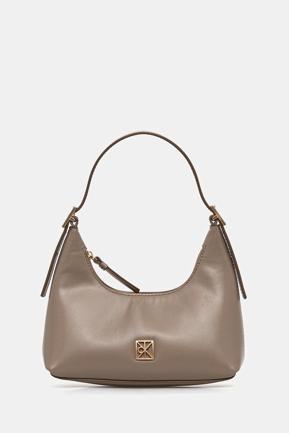 Kožená kabelka Calvin Klein usňová koža béžová LV04F3263G