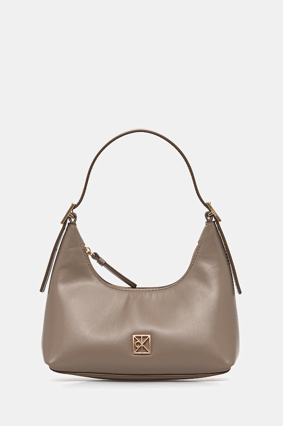 Kožená kabelka Calvin Klein usňová koža béžová LV04F3263G