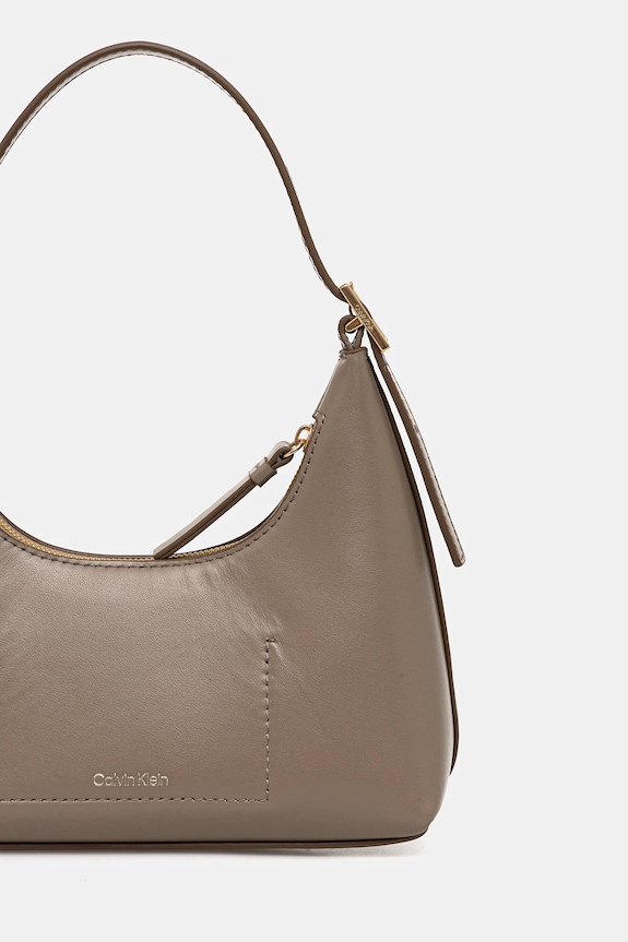 Kožená kabelka Calvin Klein béžová LV04F3263G
