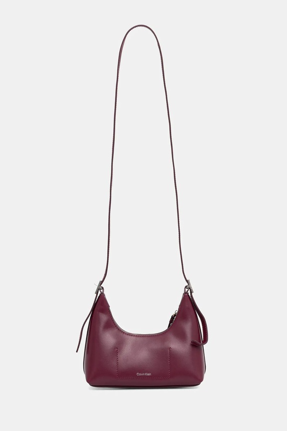 Accesorii Calvin Klein poșetă de piele LV04F3263G burgundia