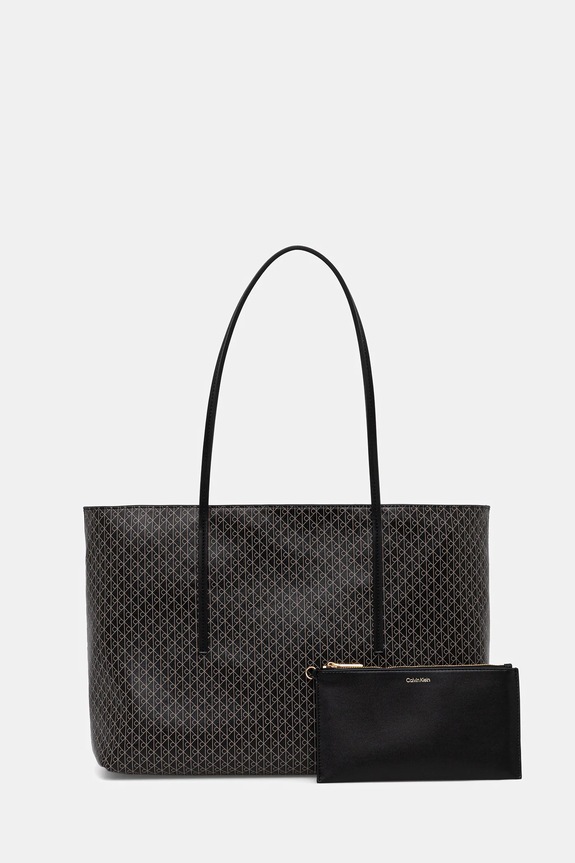 Τσάντα Calvin Klein απομίμηση λείου δέρματος καφέ LV04F3266G