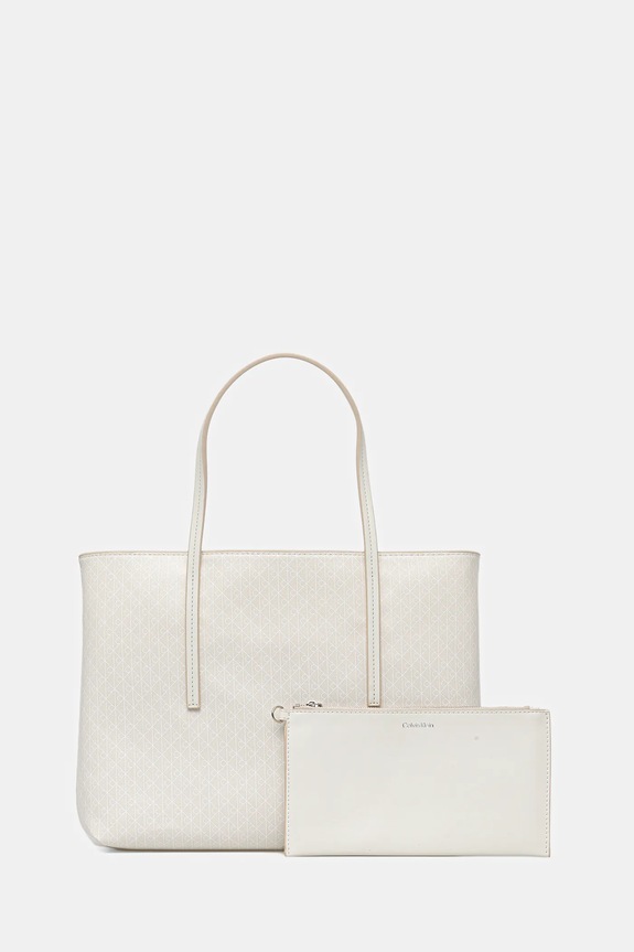 Τσάντα Calvin Klein απομίμηση λείου δέρματος μπεζ LV04F3267G