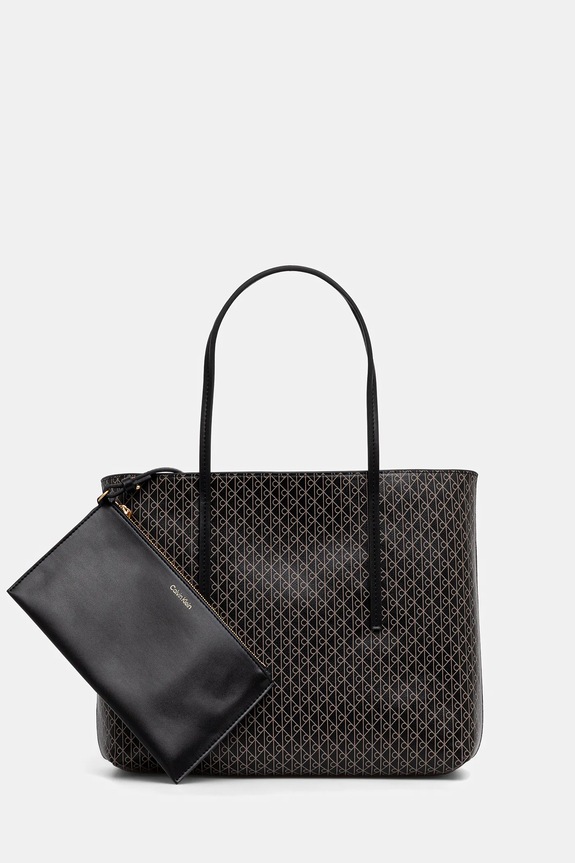 Τσάντα Calvin Klein απομίμηση λείου δέρματος καφέ LV04F3267G