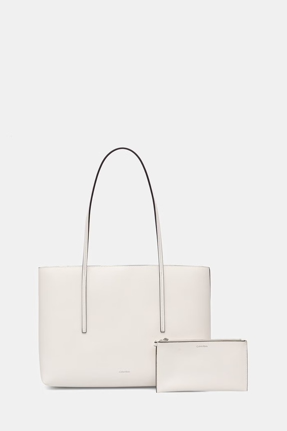 Calvin Klein borsa shopper da donna in similpelle bianco LV04F3274G