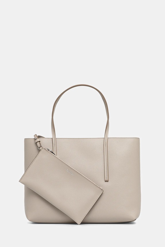 Τσάντα Calvin Klein απομίμηση λείου δέρματος μπεζ LV04F3275G