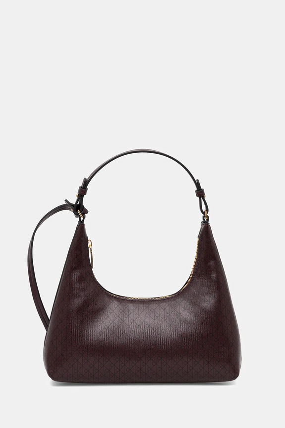 Τσάντα Calvin Klein απομίμηση λείου δέρματος καφέ LV04F3298G