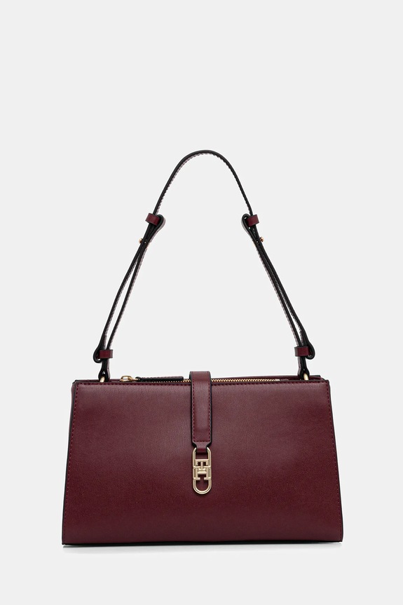 Τσάντα Tommy Hilfiger απομίμηση λείου δέρματος μπορντό AW0AW17718