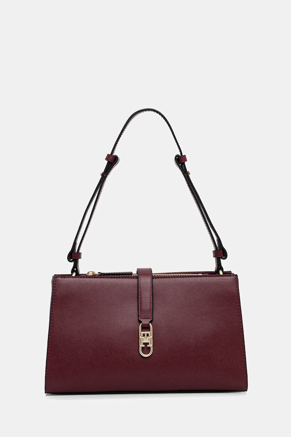 Τσάντα Tommy Hilfiger απομίμηση λείου δέρματος μπορντό AW0AW17718