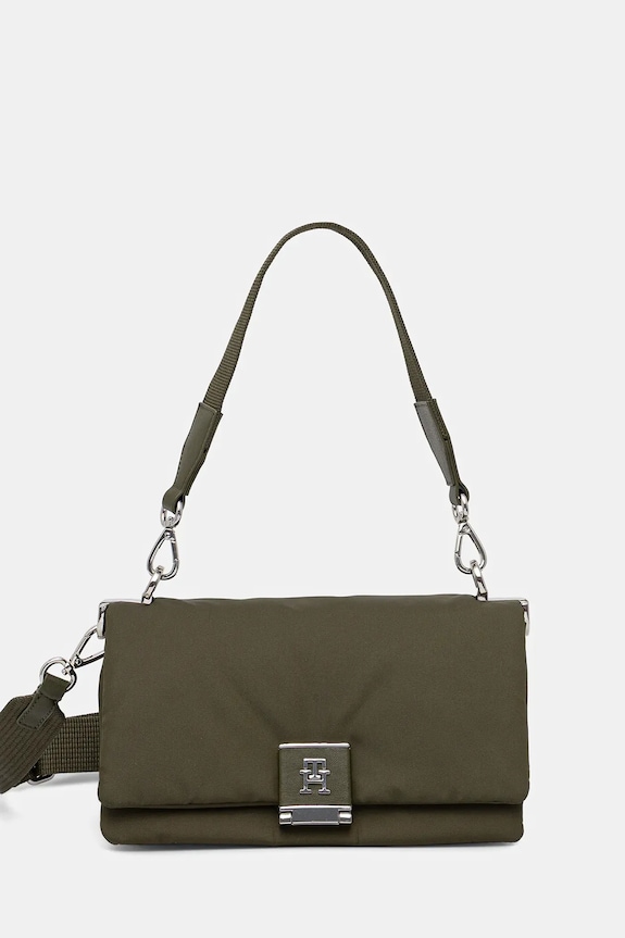 Kabelka Tommy Hilfiger jednofarebný zelená AW0AW17725