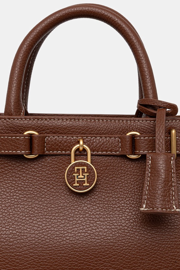 Doplnky Tommy Hilfiger kabelka typu tote dámska kožená AW0AW17926 hnedá