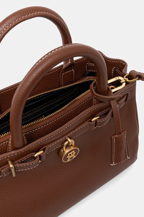 Tommy Hilfiger kabelka typu tote dámska kožená AW0AW17926 hnedá