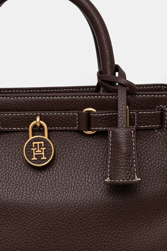 Αξεσουάρ Tommy Hilfiger Tote γυναικεία δερμάτινη AW0AW17926 καφέ