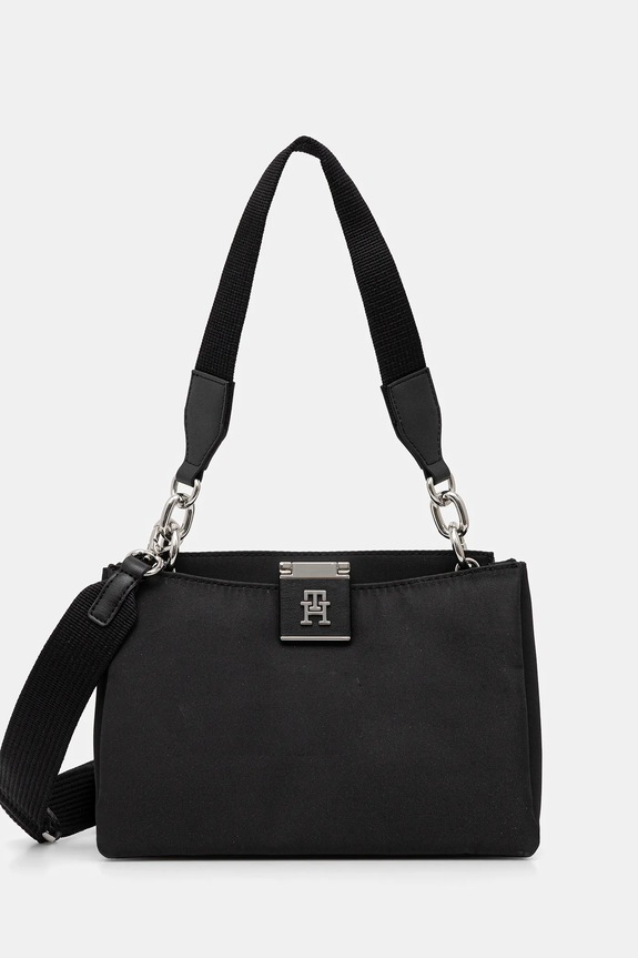 Kabelka Tommy Hilfiger hladký černá AW0AW18200