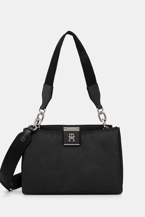 Kabelka Tommy Hilfiger hladký černá AW0AW18200