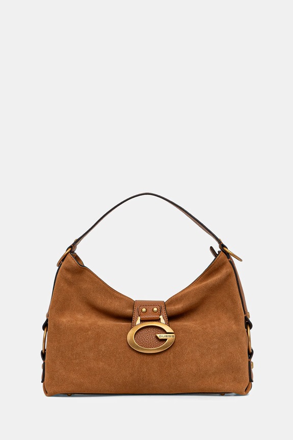 Guess borsa a mano in pelle CAMDEN pelle scamosciata marrone HWSB93.08180
