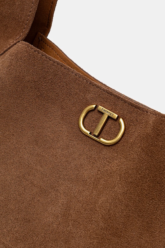 Τσάντα σουέτ Twinset καφέ 252TB7380