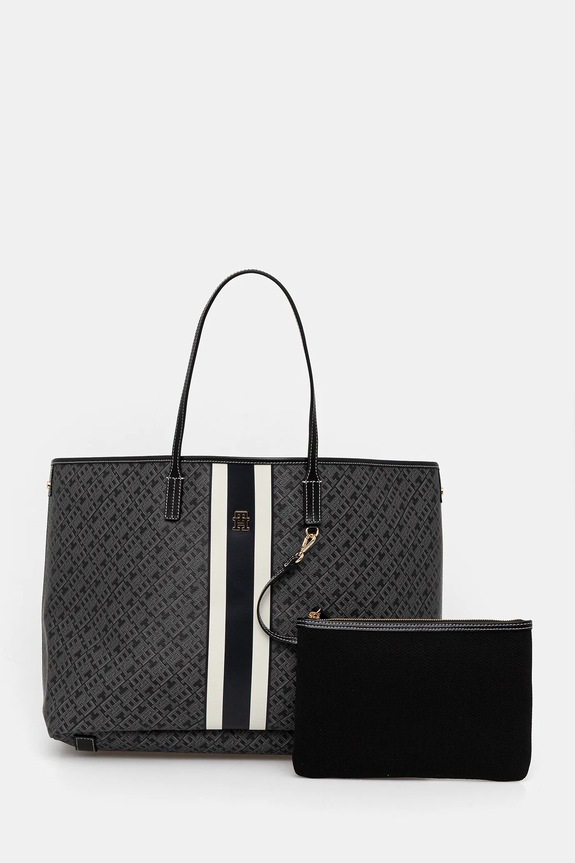 Τσάντα Tommy Hilfiger απομίμηση λείου δέρματος μαύρο AW0AW17697