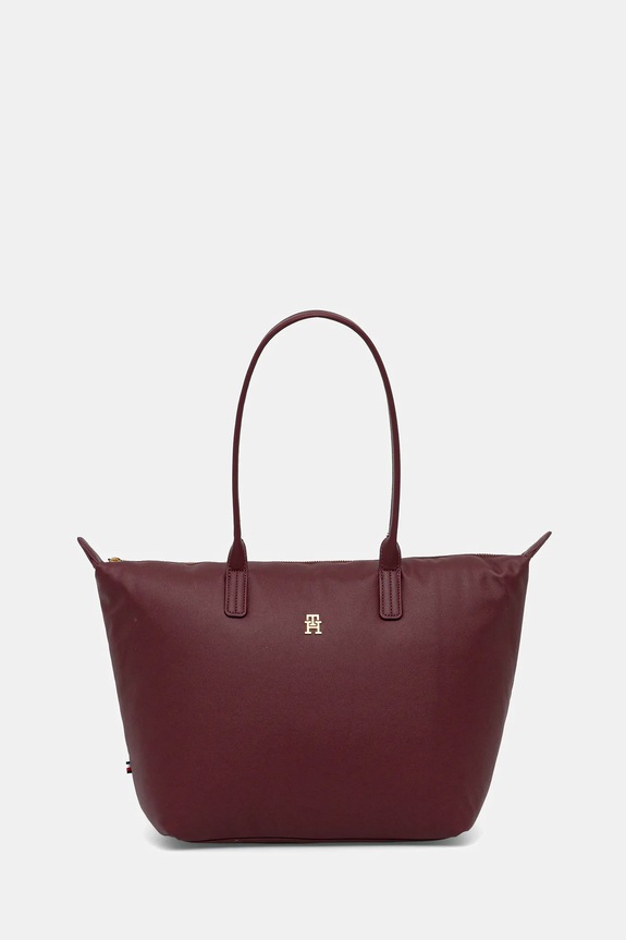 Τσάντα Tommy Hilfiger απομίμηση λείου δέρματος μπορντό AW0AW17705