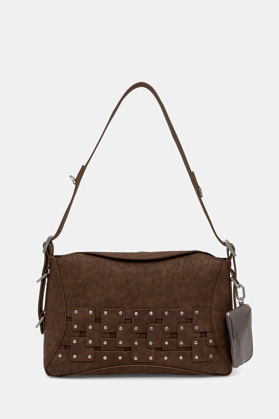 Desigual torebka NEW PATCH 2 CHOCO nie mieści A4 brązowy 25WAXPBP