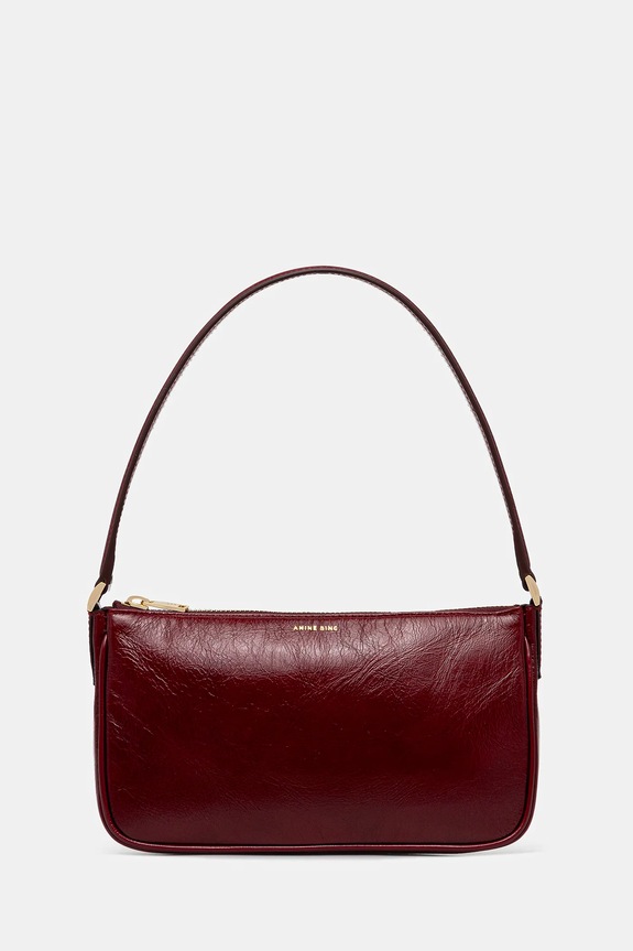 Anine Bing poșetă de piele mini elly uni burgundia A.13.11353