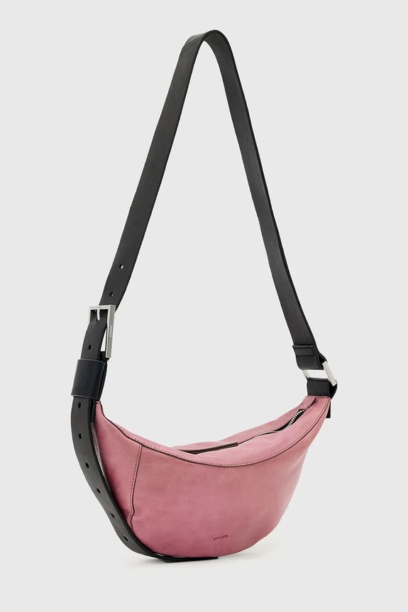 Accesorii AllSaints geantă croissant de damă din piele LUNA W192XD roz