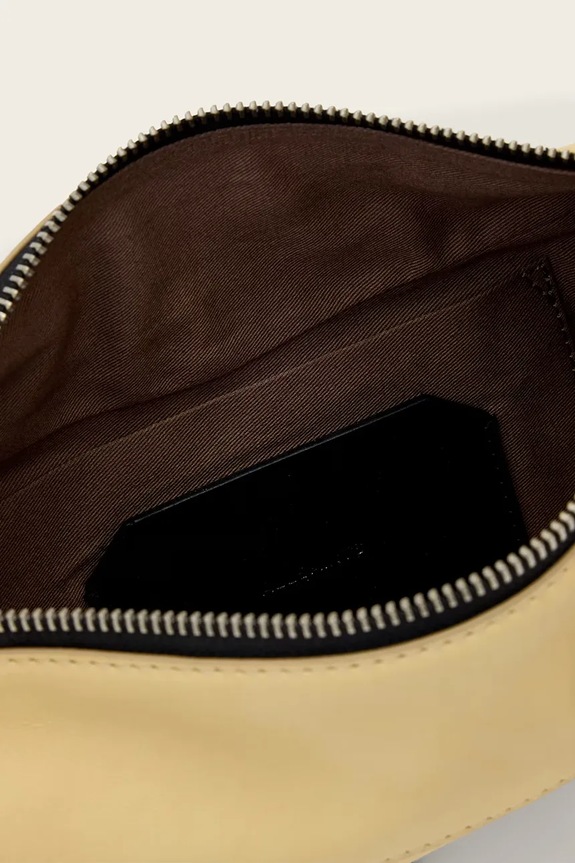 AllSaints torebka rogal damska skórzana LUNA W192XD żółty