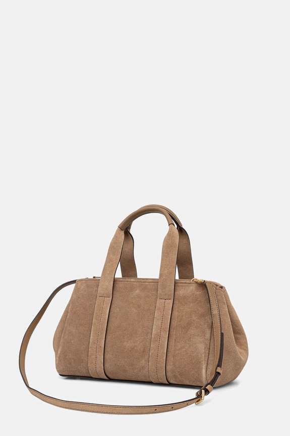 Accesorii MICHAEL Michael Kors geantă de mână din piele întoarsă 30F5G1ZS1S bej